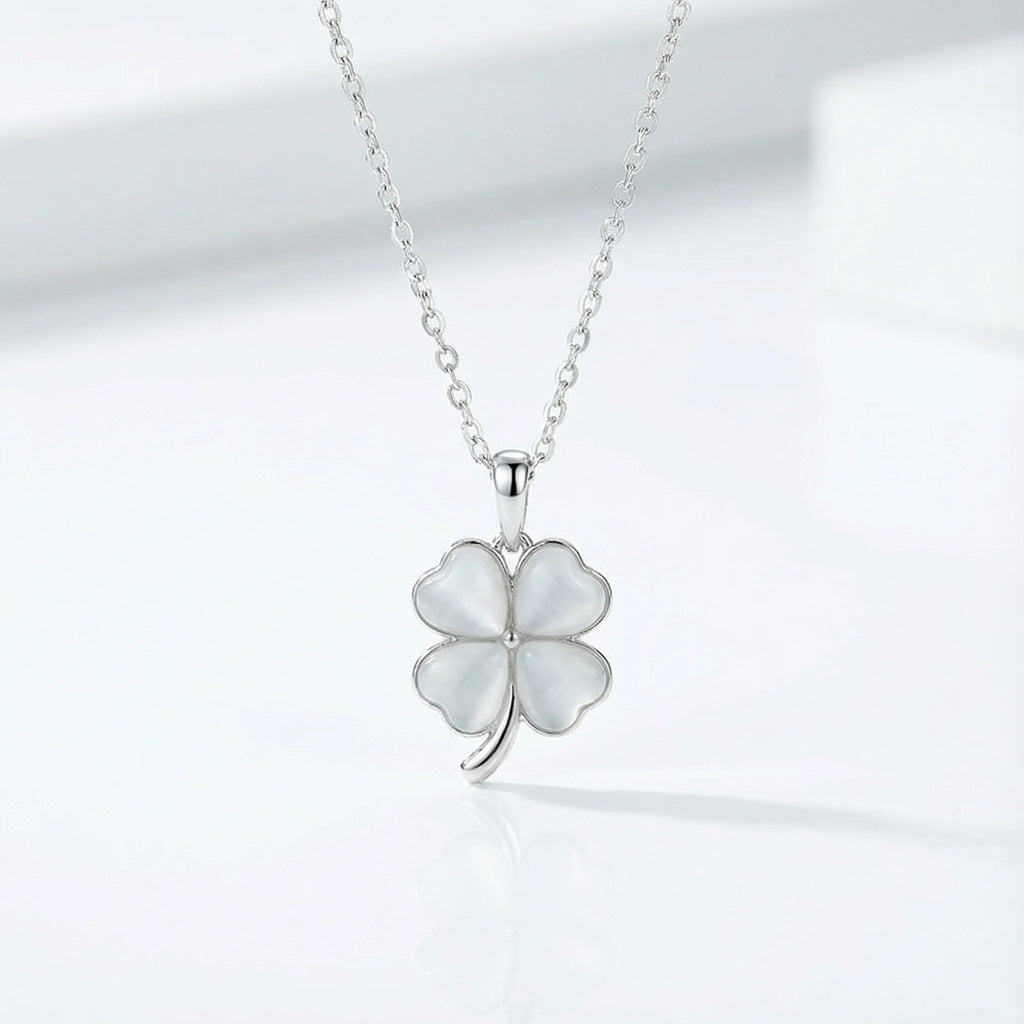 Collier trèfle nacre argent