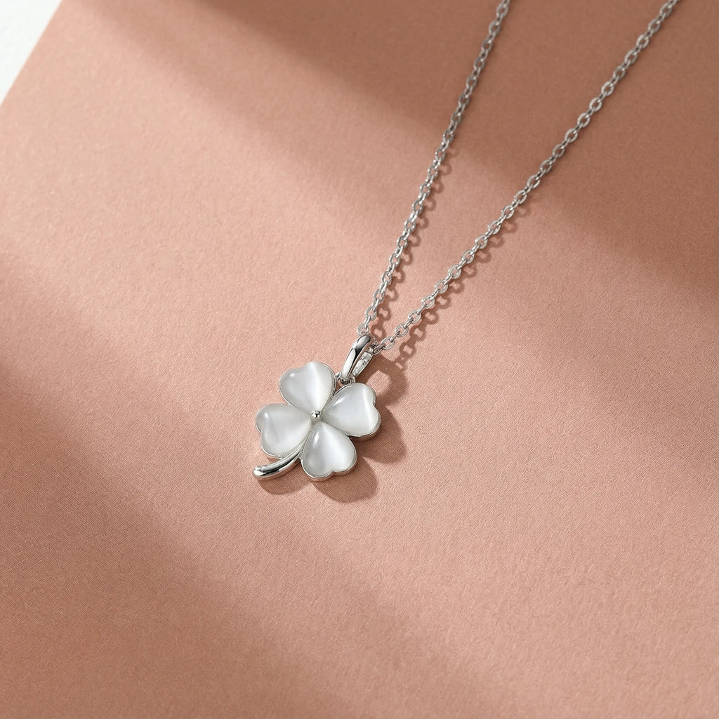 Collier trèfle nacre argent