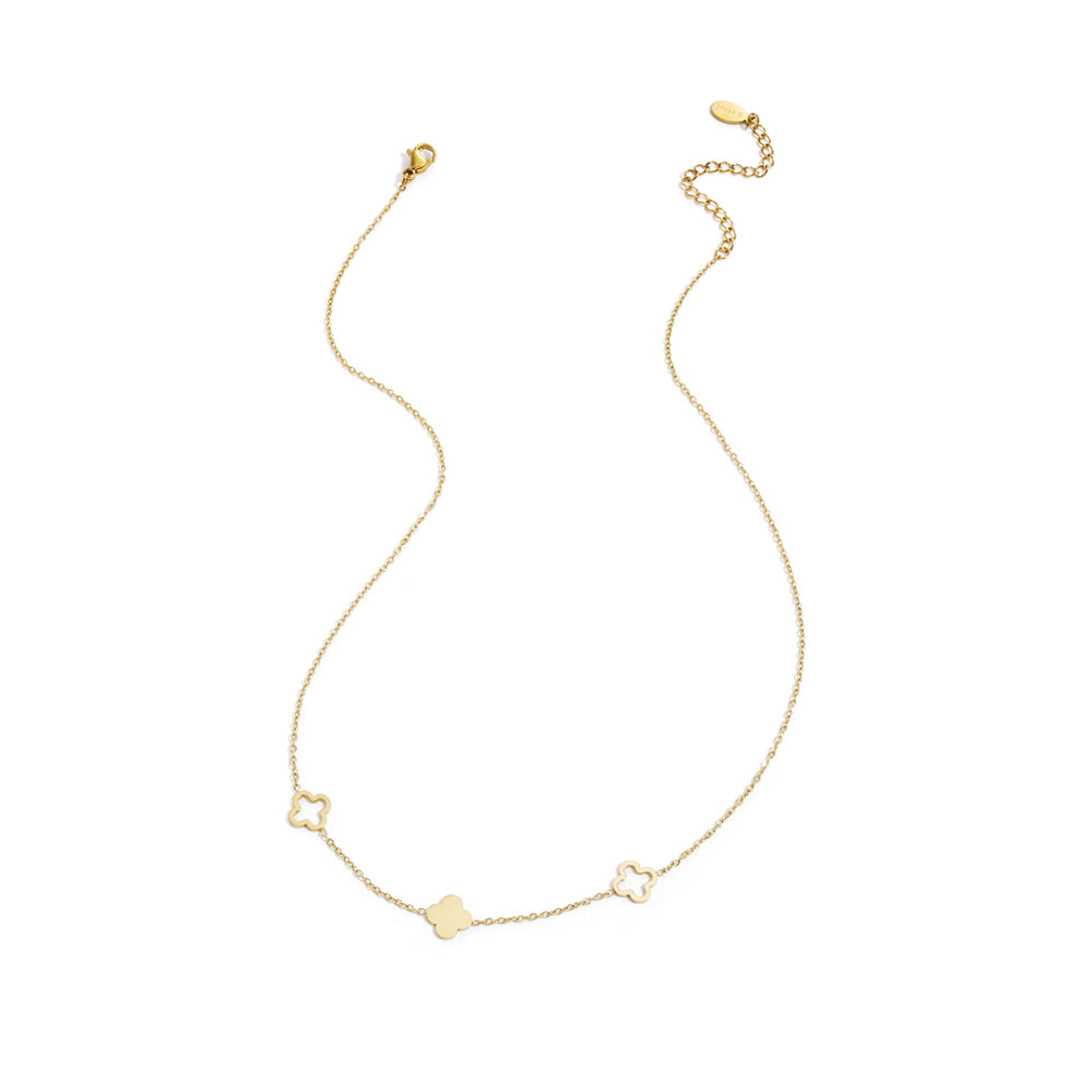 Collier trèfles minimalistes en acier inoxydable