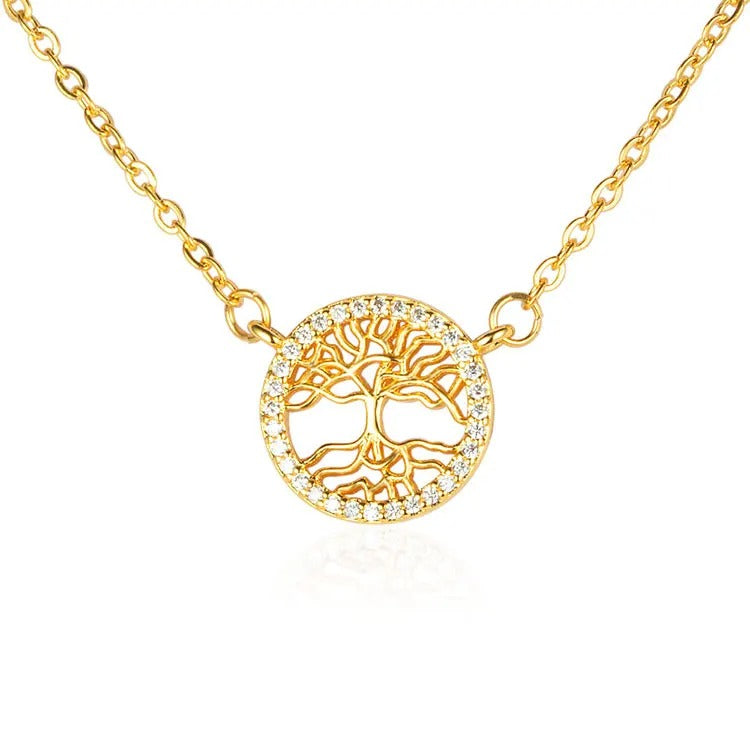 Collier rond arbre de vie scintillant