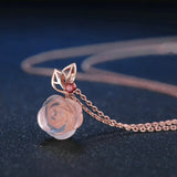 Collier quartz rose et pierre rouge rose