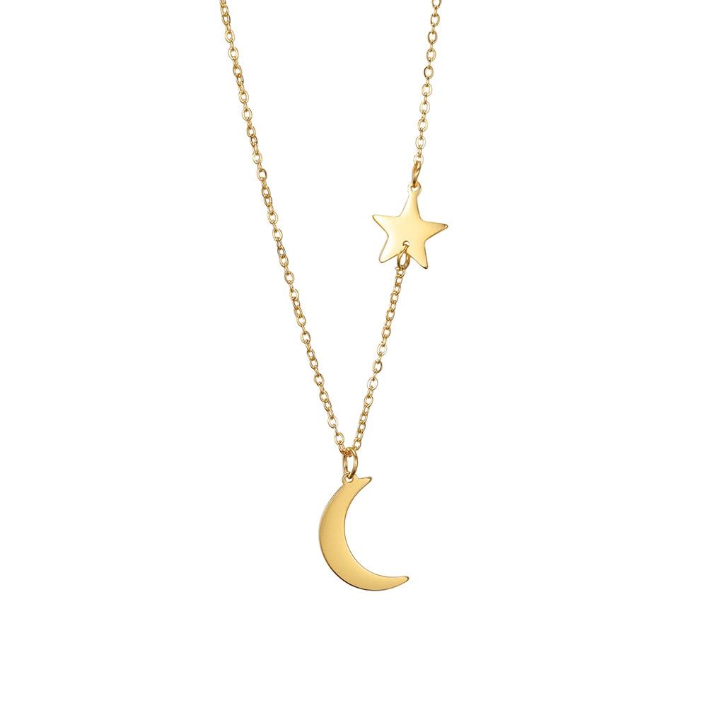 Collier lune et étoile doré