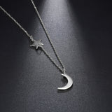 Collier lune et étoile argenté