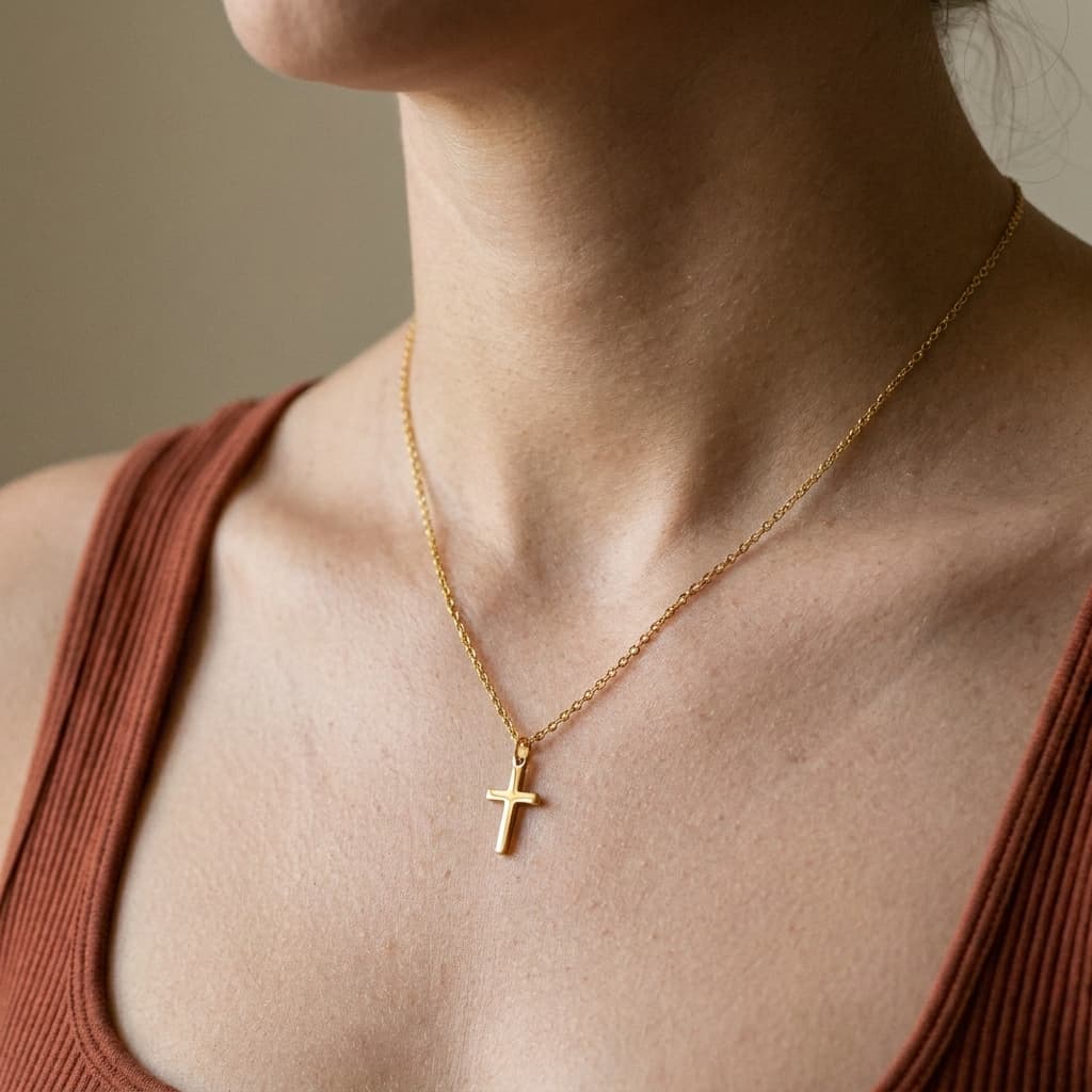 Collier pendentif croix dorée