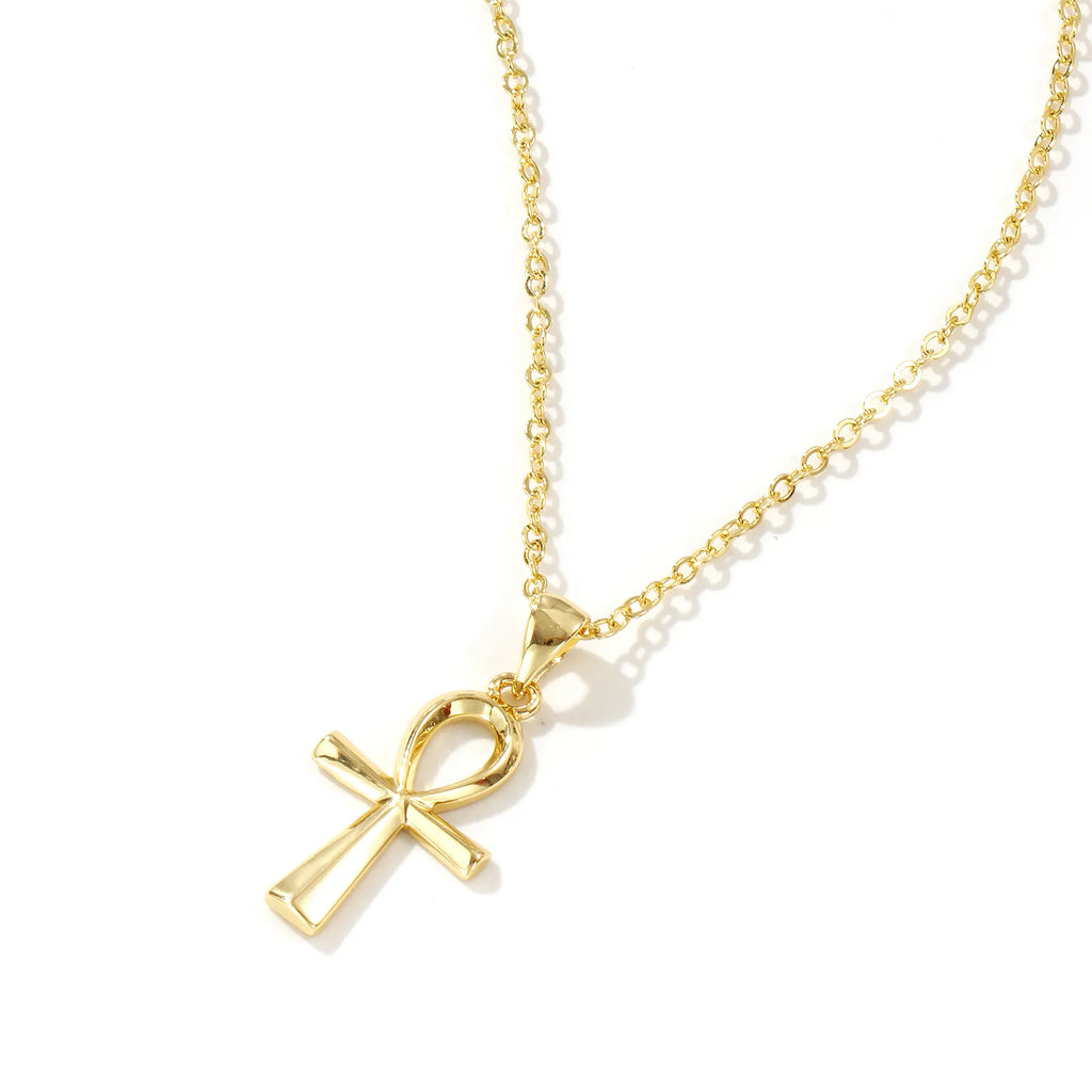 Collier pendentif croix Ankh doré