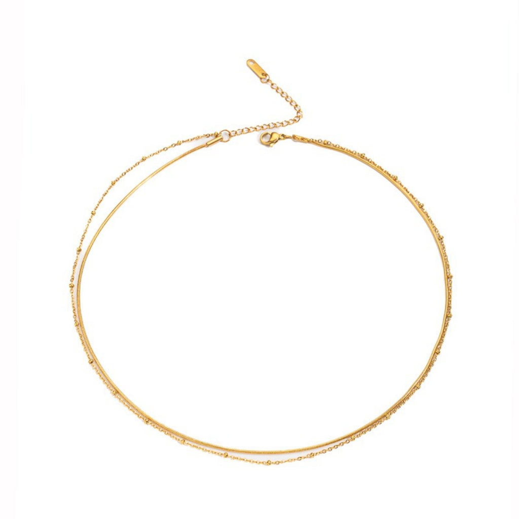 Collier multirang doré chaîne serpent et satellite