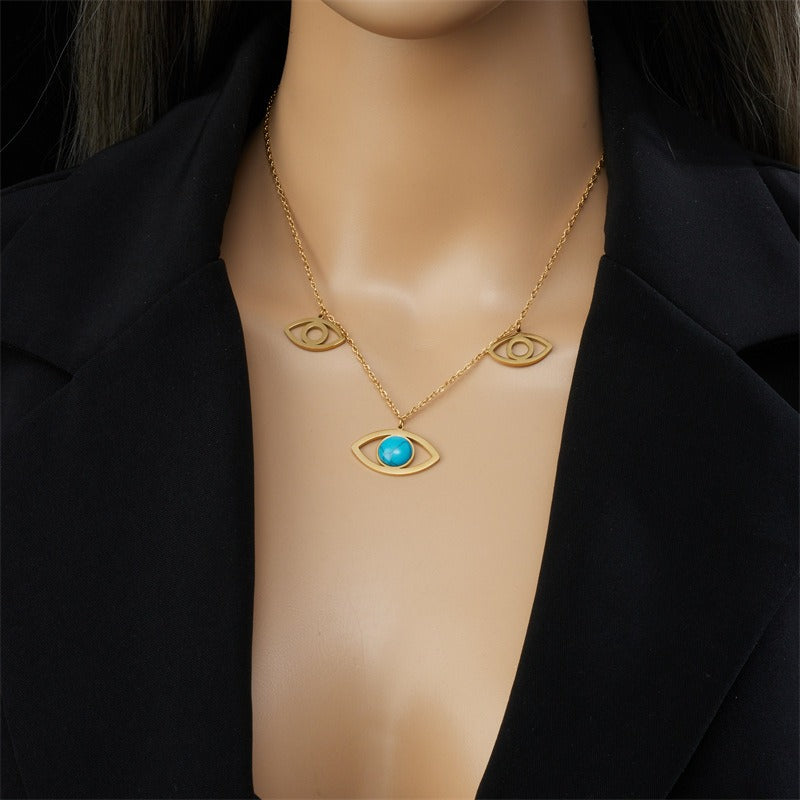 Collier Œil Doré avec Pierre Turquoise femme