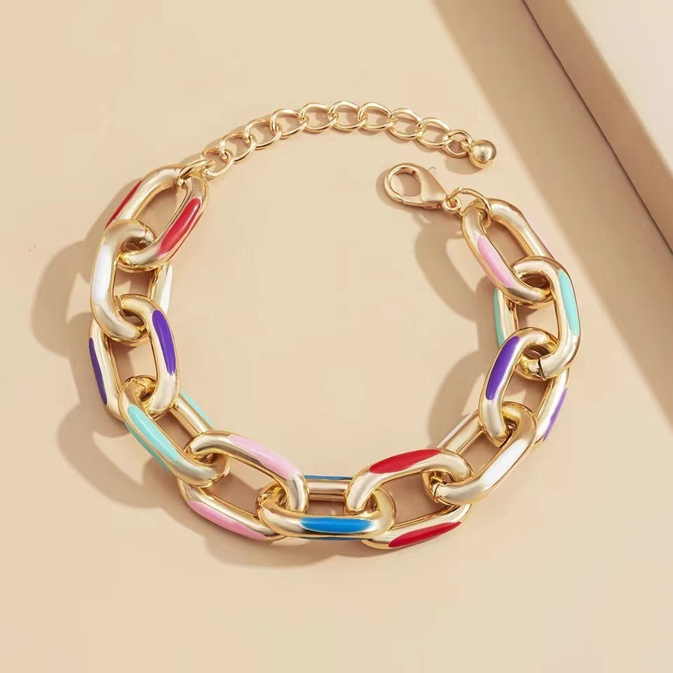 Collier grosse maille colorée