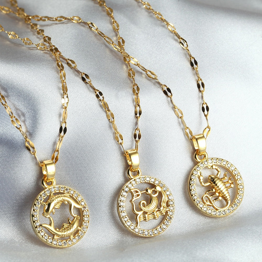 Collier signe astrologique doré