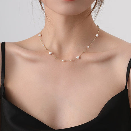 Collier perle chic et doré