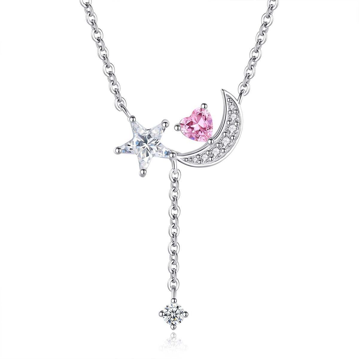 Collier lune et étoile étincelante