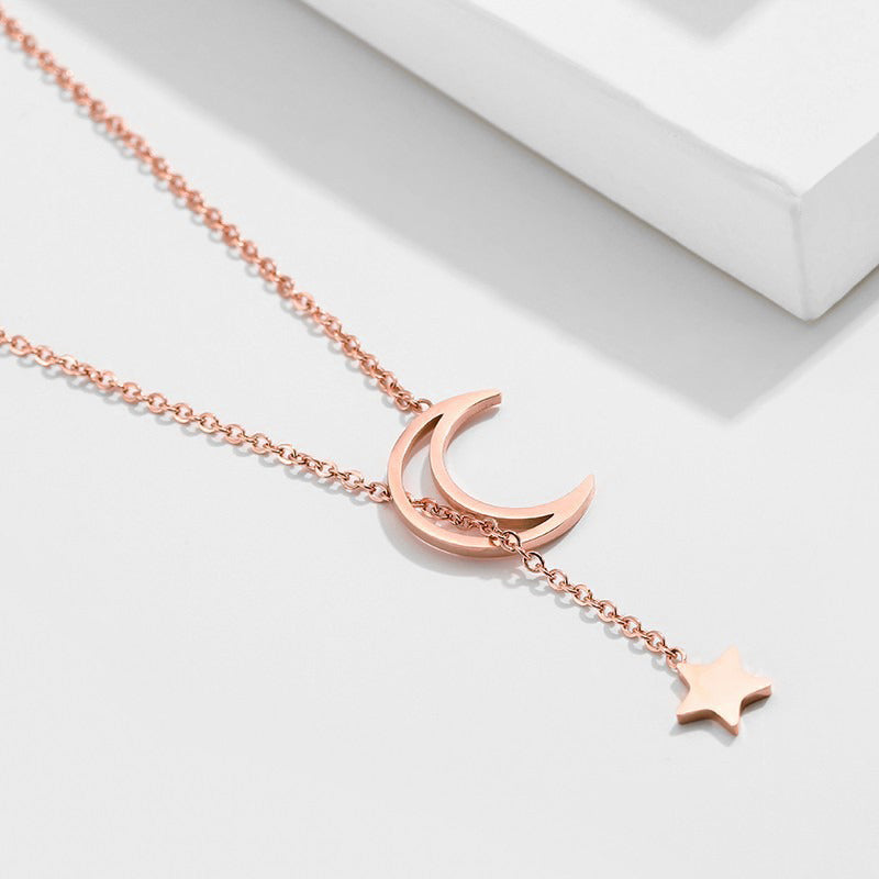 Pendentif étoile et lune Rose Gold