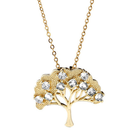 Collier arbre de vie plaqué or blanc