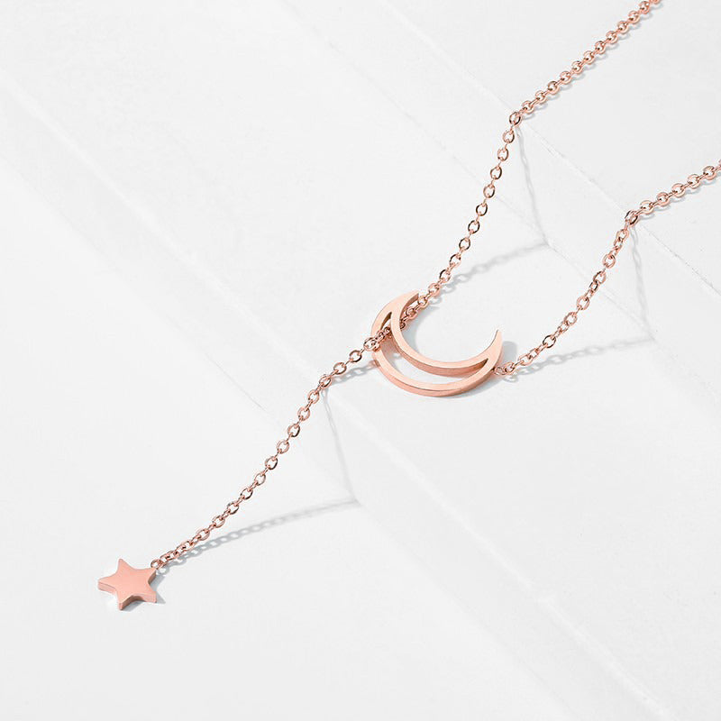 Pendentif étoile et lune Rose Gold