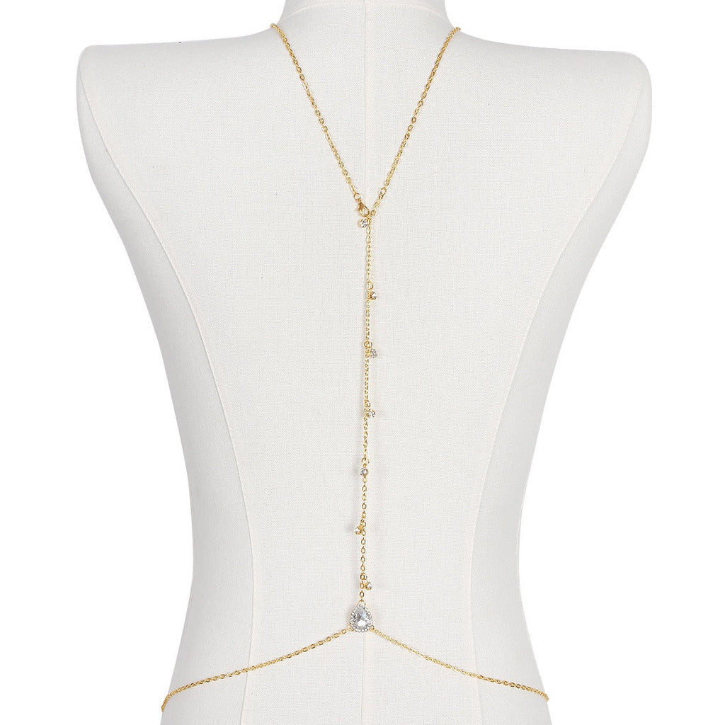 Collier de dos élégant avec pierres doré