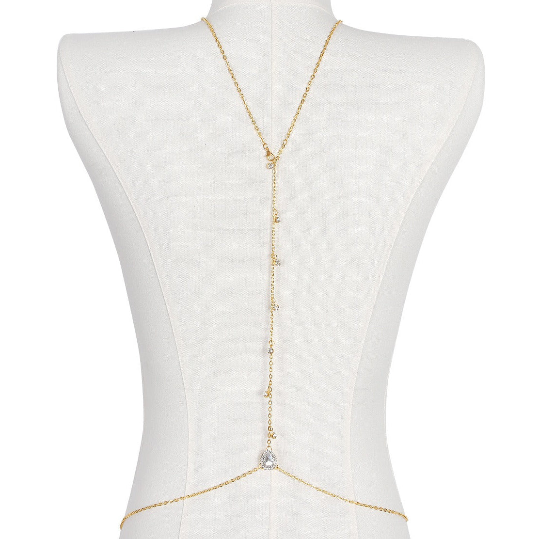 Collier de dos élégant avec pierres doré