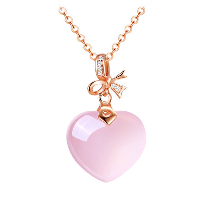 Pendentif quartz rose argent rosé