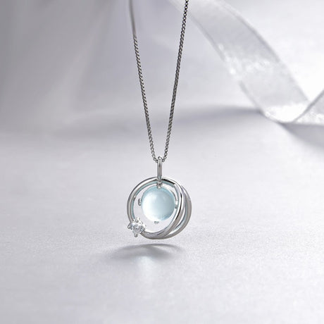 Collier rond pierre bleu