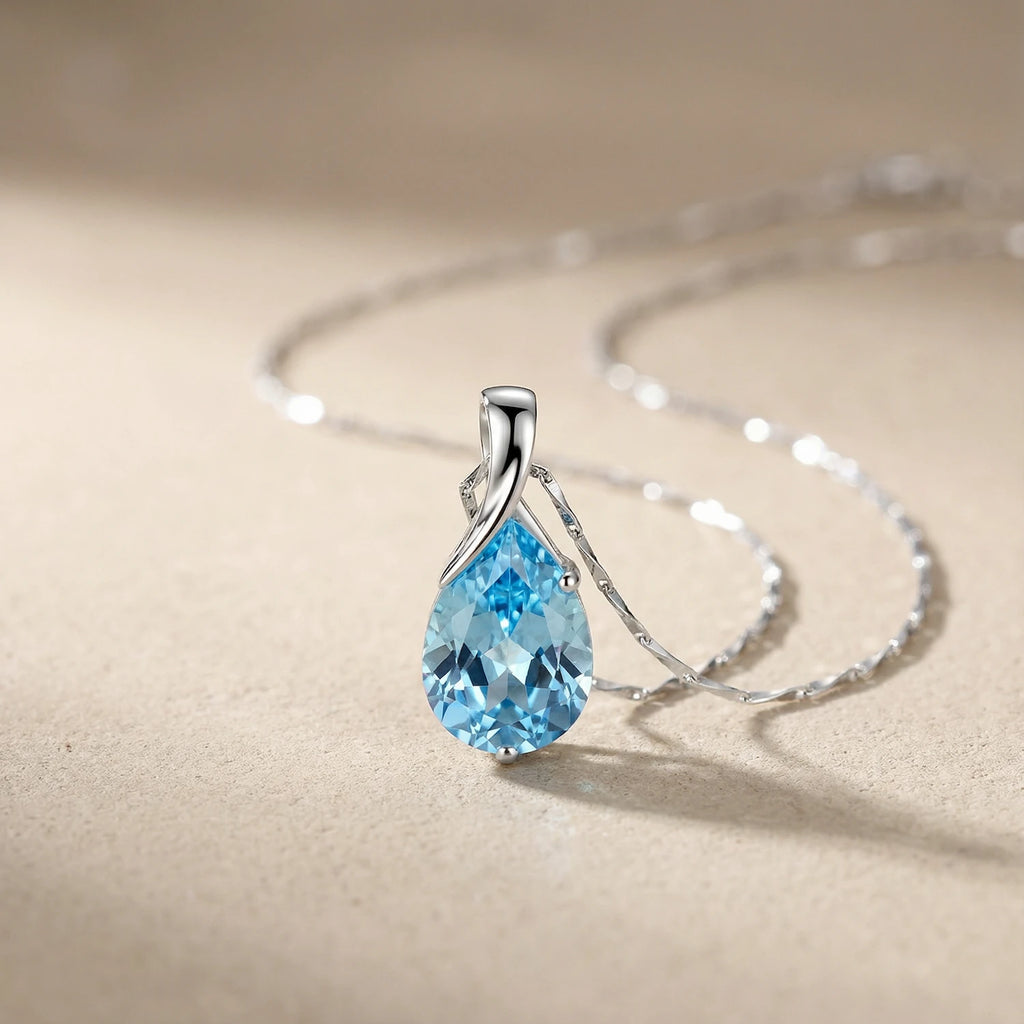 Pendentif aigue marine goutte