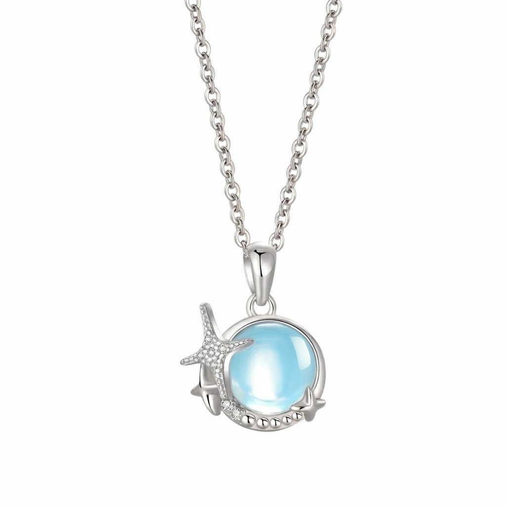 Collier avec pendentif pierre bleu