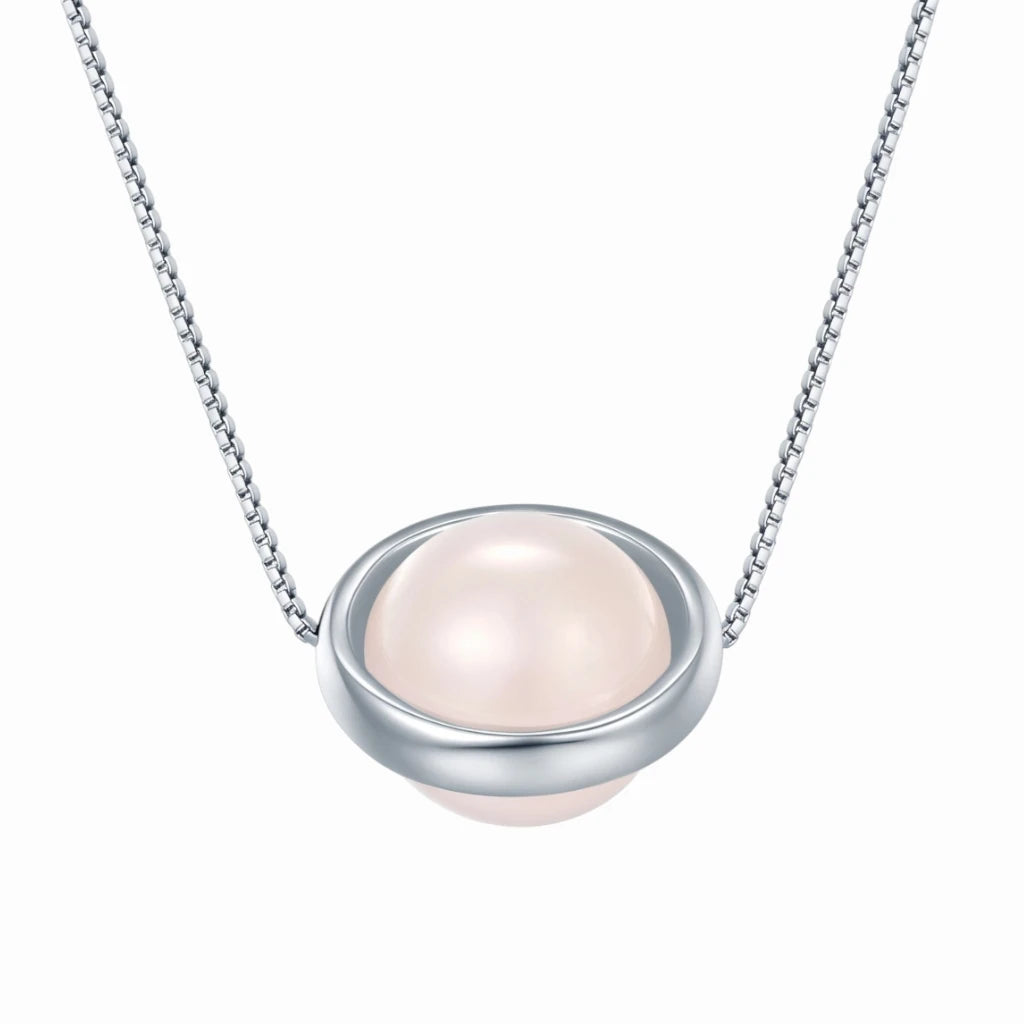 Collier avec pendentif quartz rose en argent