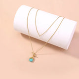 Collier double rang avec turquoise