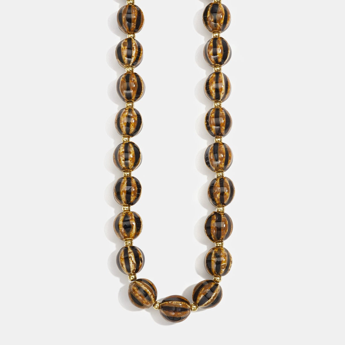 Colliers en céramique à perles rayées, collection décontractée et simple pour femmes Image