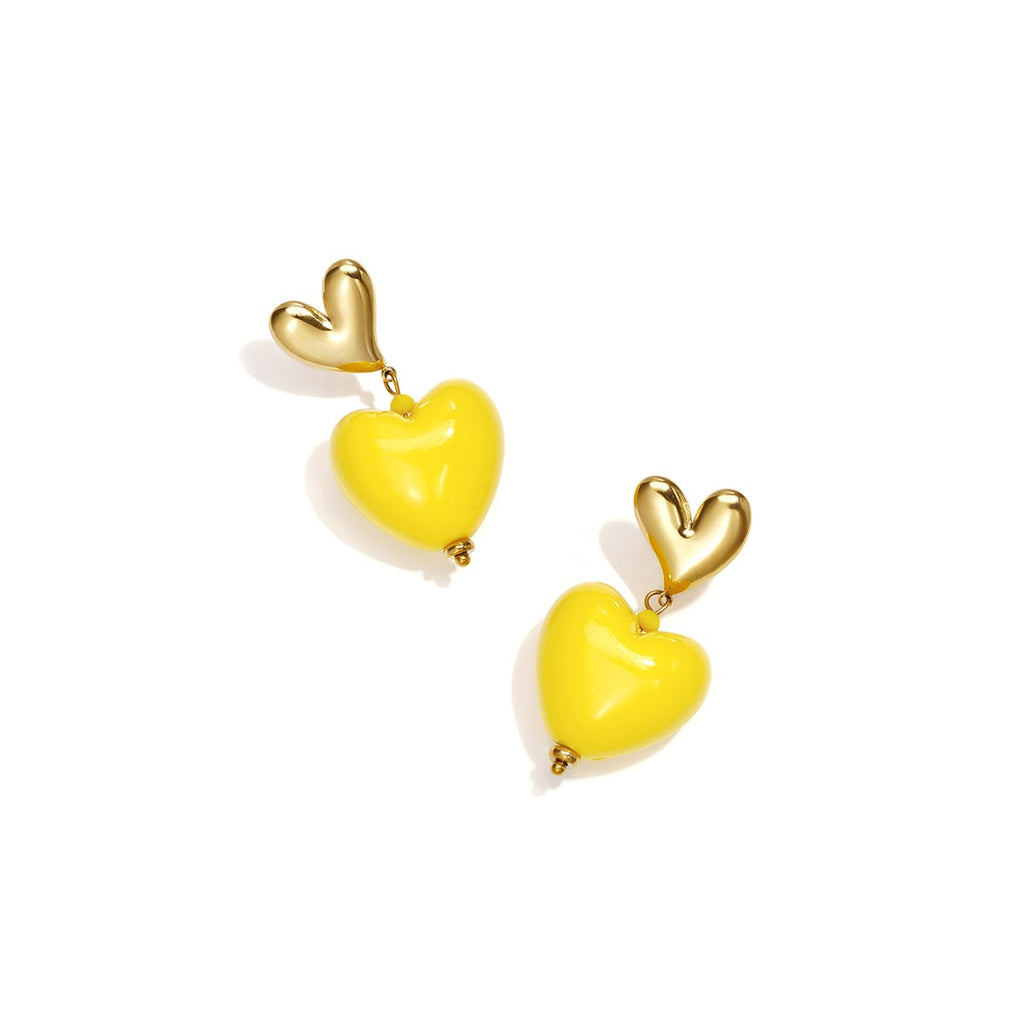 Boucles d'oreilles pendantes en acier inoxydable en forme de cœur, collection romantique décontractée pour le quotidien, bijoux pour femmes