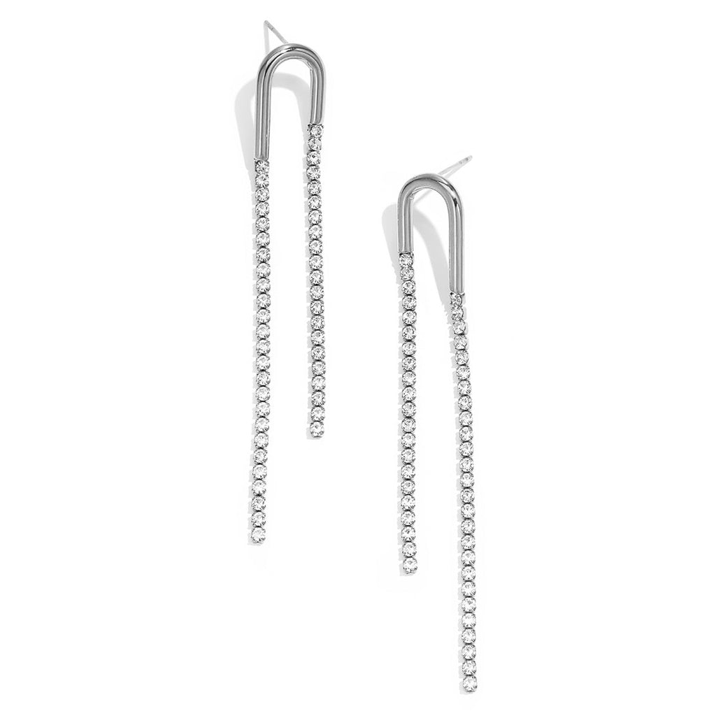 Boucles d'oreilles pendantes en acier inoxydable, chaîne, style simple, collection pour femmes, idéales pour les fêtes et les réunions.