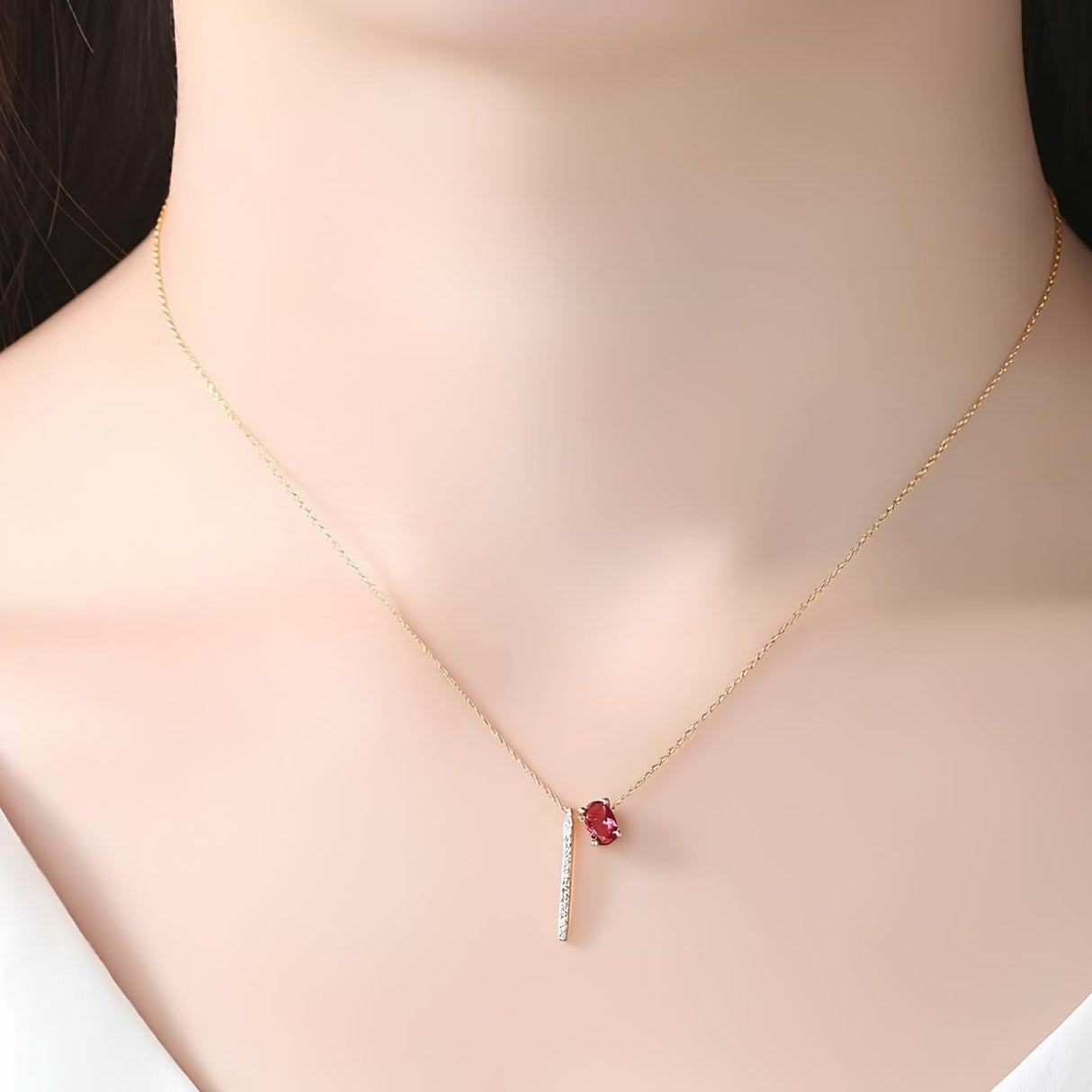 Collier pierre rouge élégant