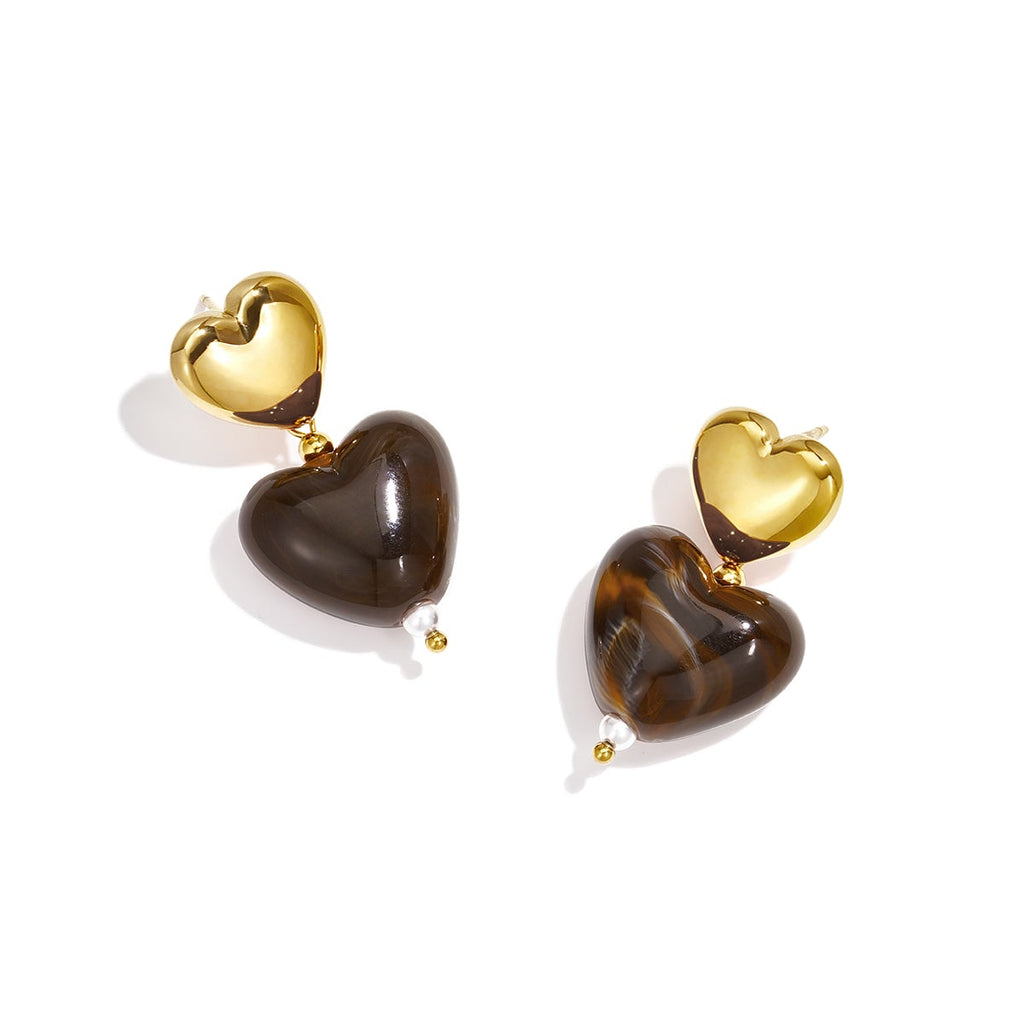 Boucles d'oreilles pendantes en acier inoxydable en forme de cœur, collection Daily Simple, bijoux pour femmes
