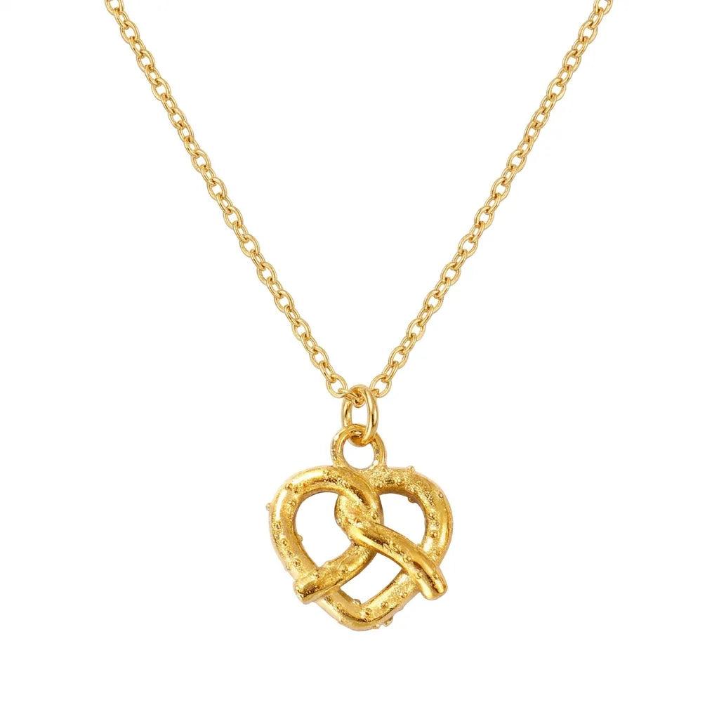 Collier pendentif cœur bretzel doré