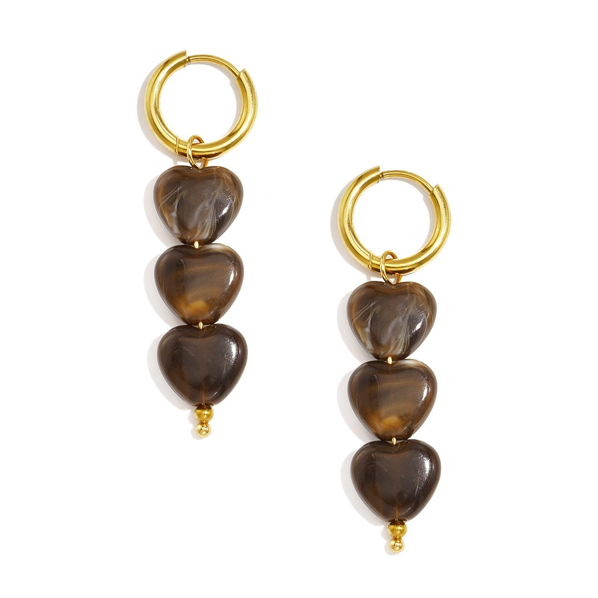 Boucles d'oreilles en perles d'acier inoxydable en forme de cœur, collection Daily Simple, bijoux pour femmes