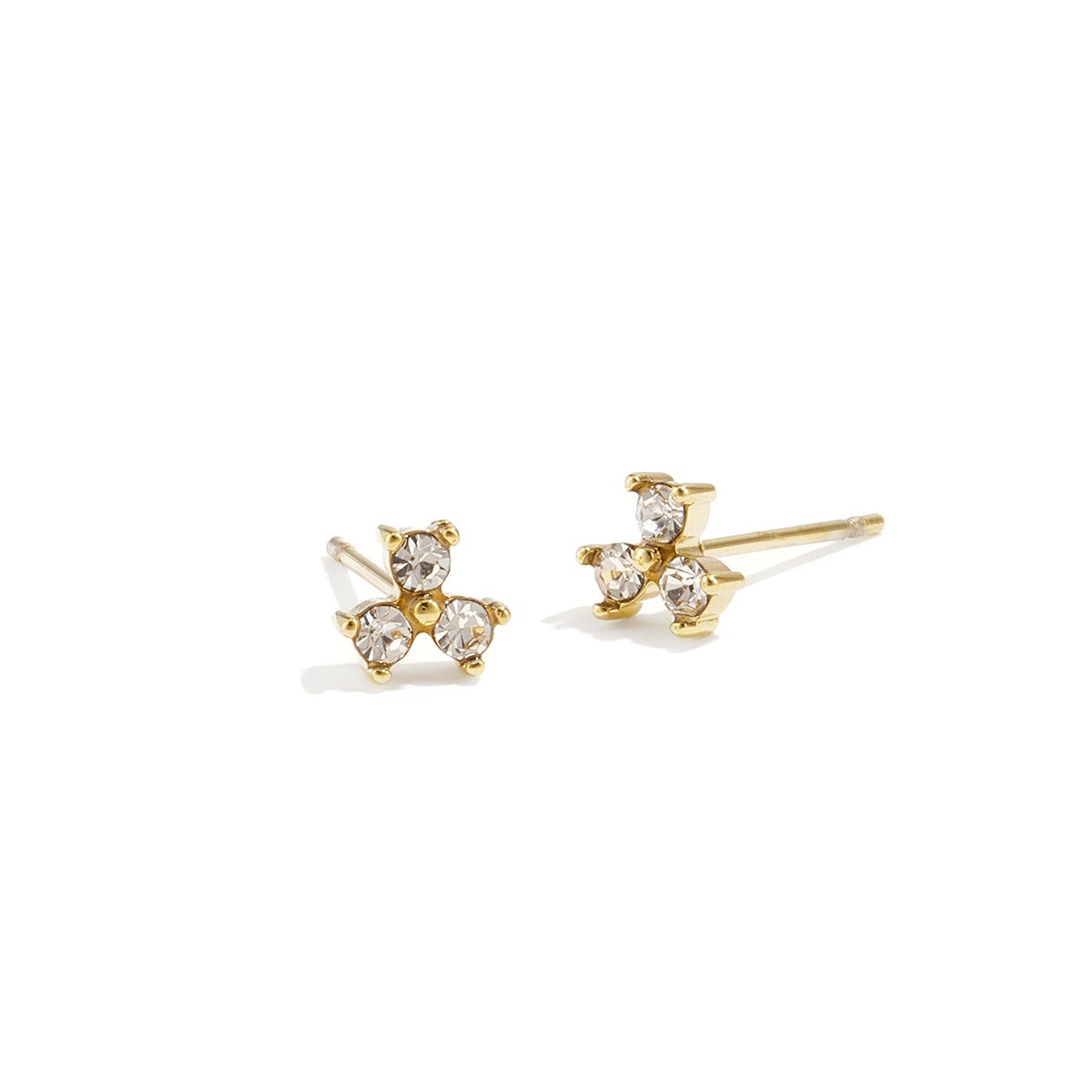 Boucles d'oreilles fines ornées de 3 pierres