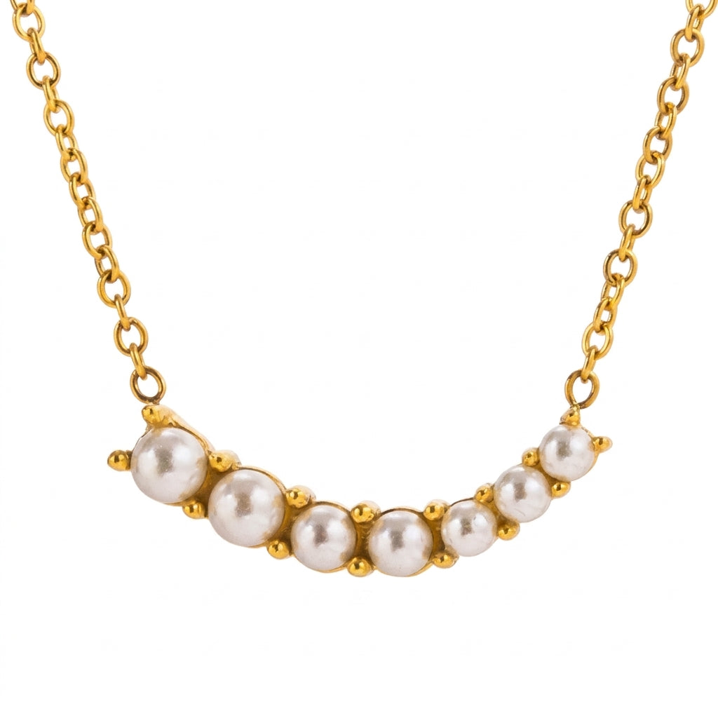 Collier arc de perles d'imitation doré
