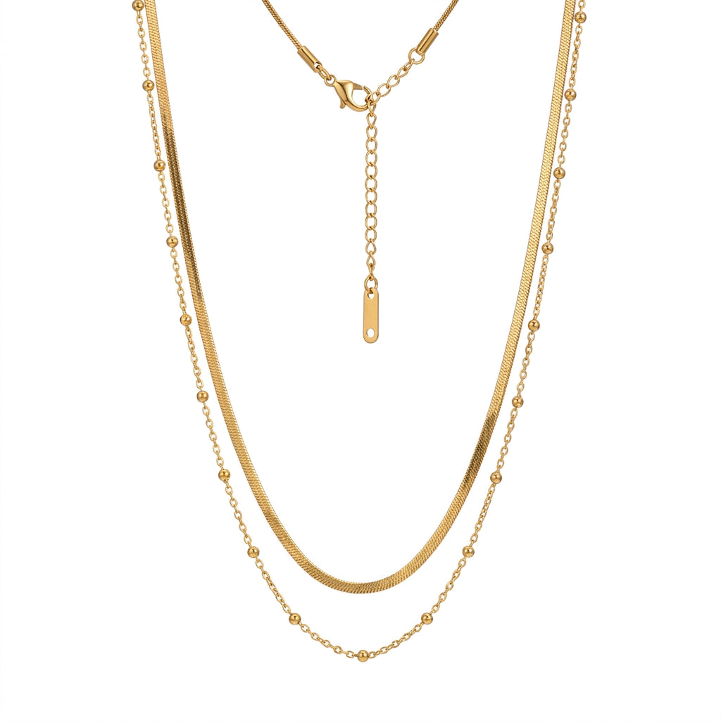 Collier multirang doré chaîne serpent et satellite