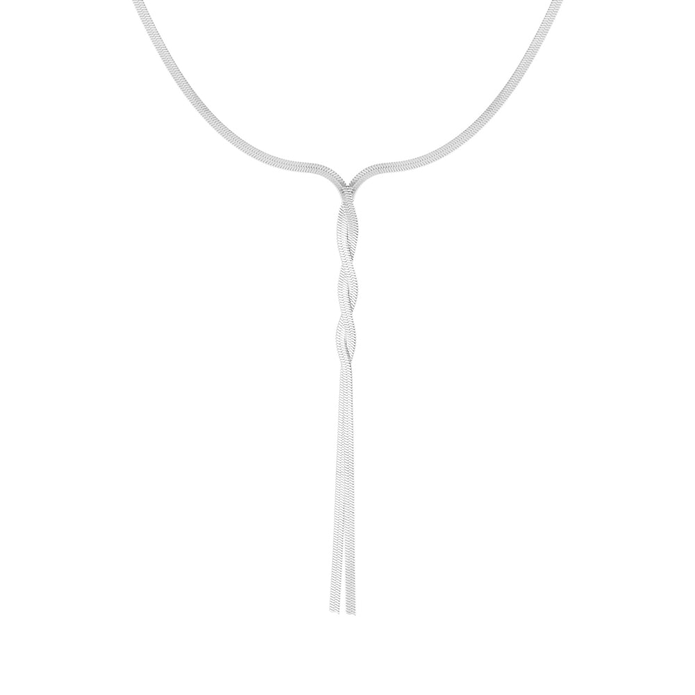 Collier lariat en Y à maille serpent