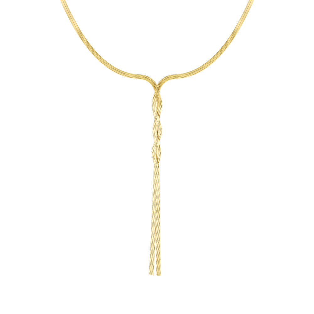 Collier lariat en Y à maille serpent