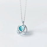 Collier rond pierre bleu