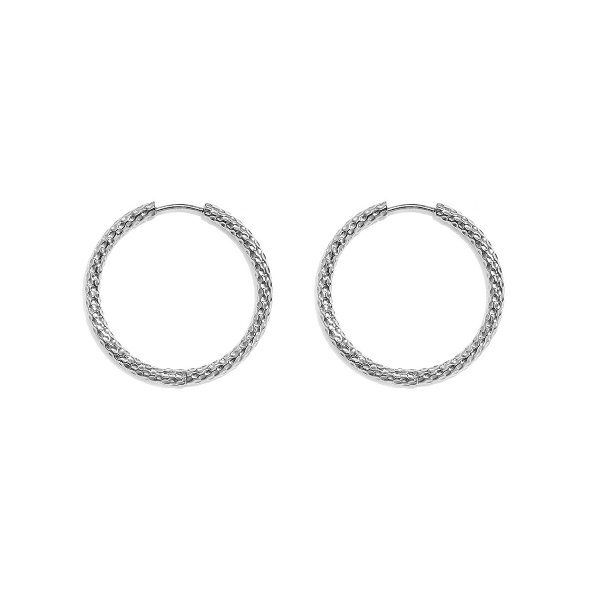 Boucles d'oreilles créoles en acier inoxydable, style simple et quotidien, collection de bijoux pour femmes