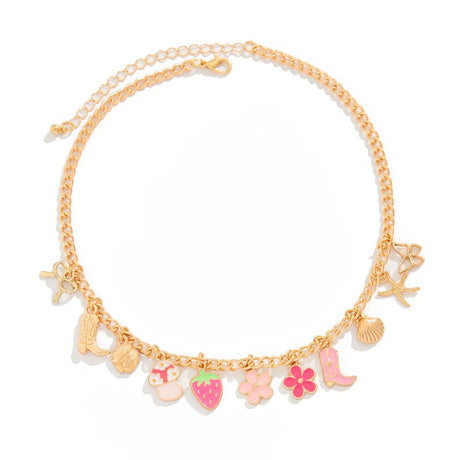 Collier pampilles multicharmes dorées