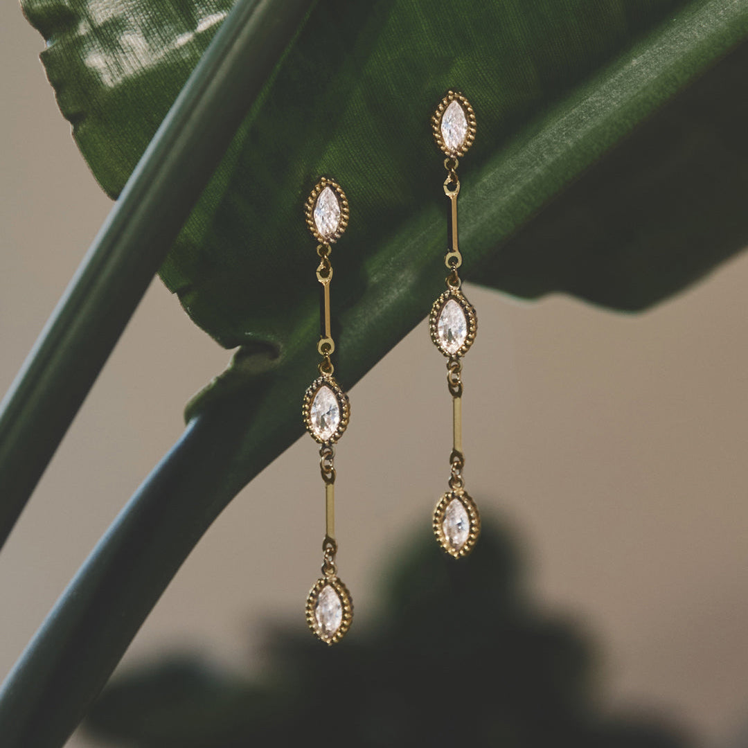 Boucles d'oreilles pendantes en acier inoxydable, forme elliptique, style décontracté, collection simple pour femmes