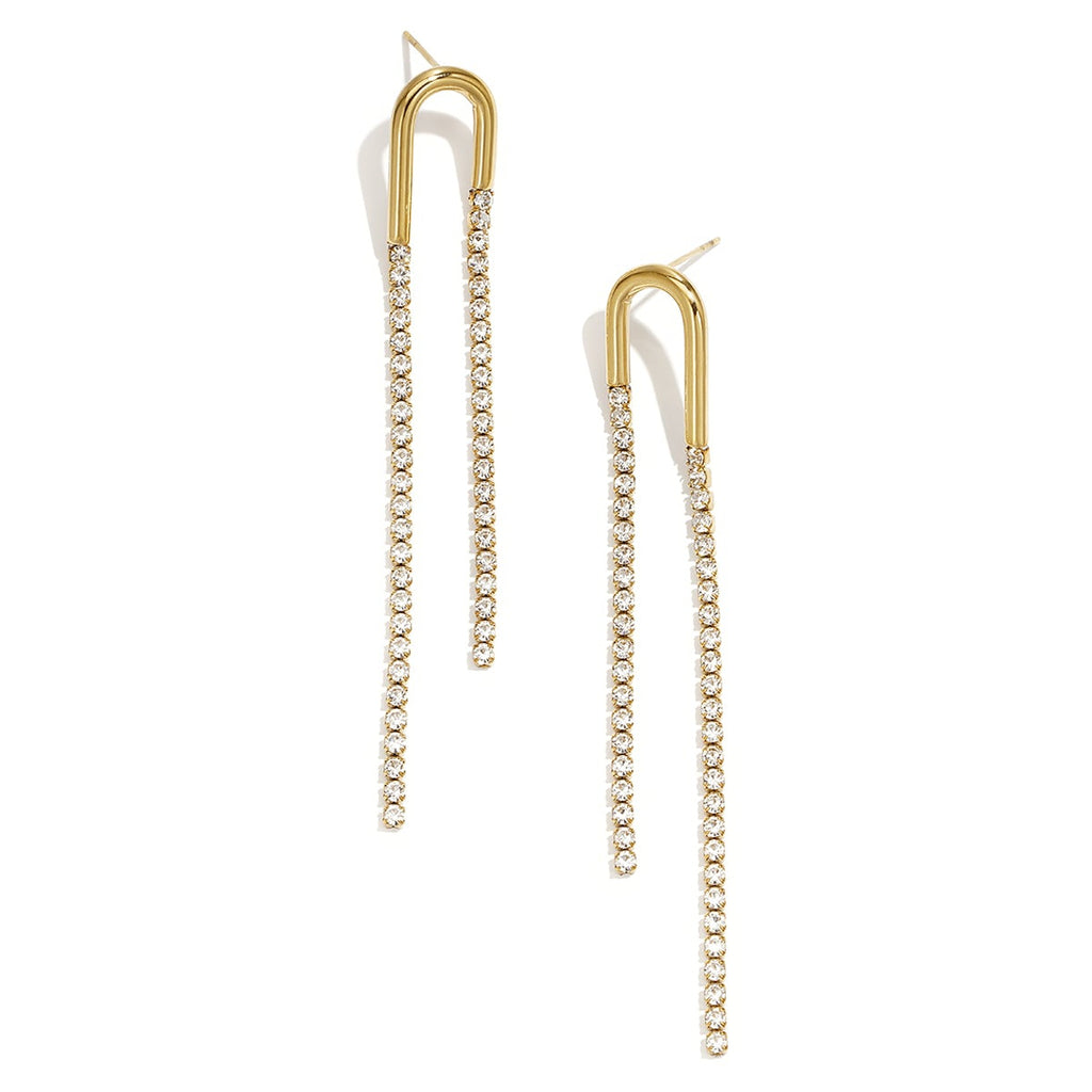 Boucles d'oreilles pendantes en acier inoxydable, chaîne, style simple, collection pour femmes, idéales pour les fêtes et les réunions.
