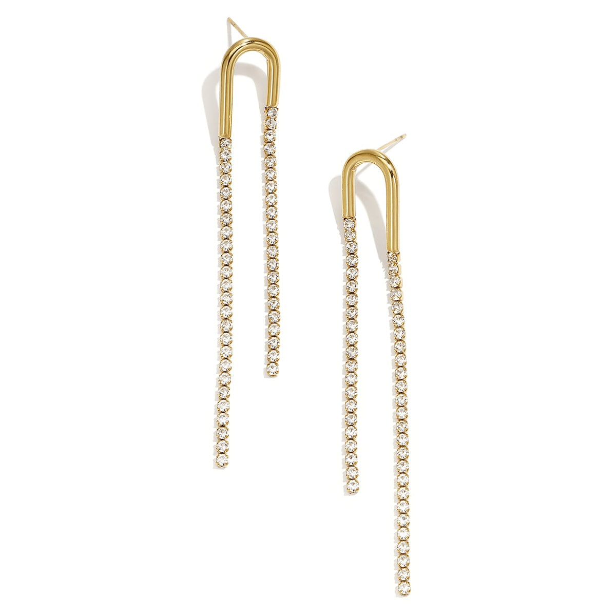 Boucles d'oreilles pendantes en acier inoxydable, chaîne, style simple, collection pour femmes, idéales pour les fêtes et les réunions.