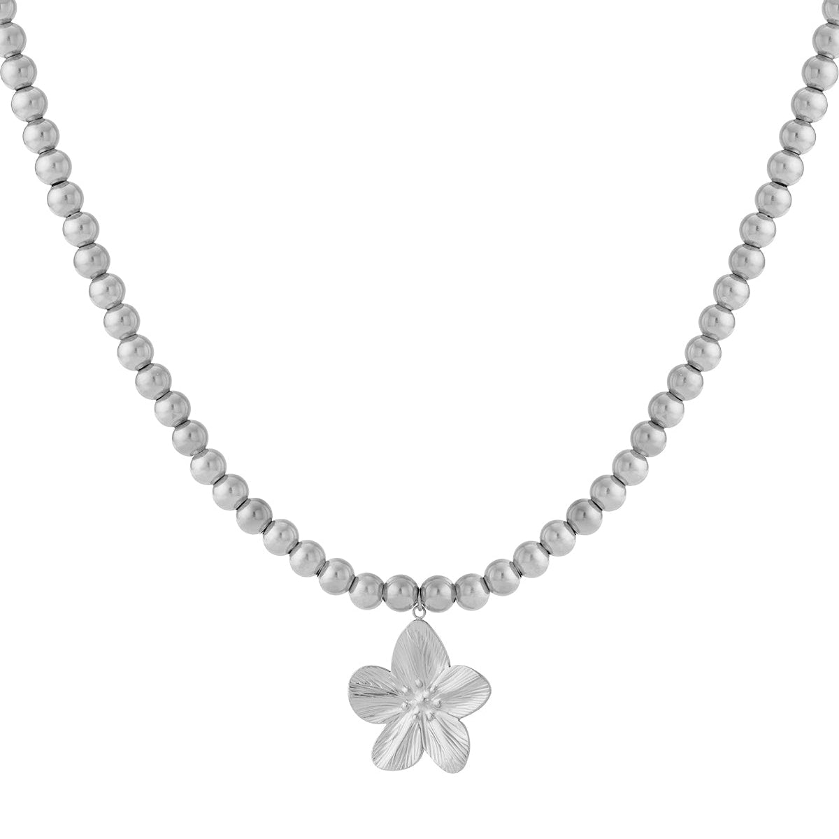 Collier de perles creuses de 8 mm avec une fleur