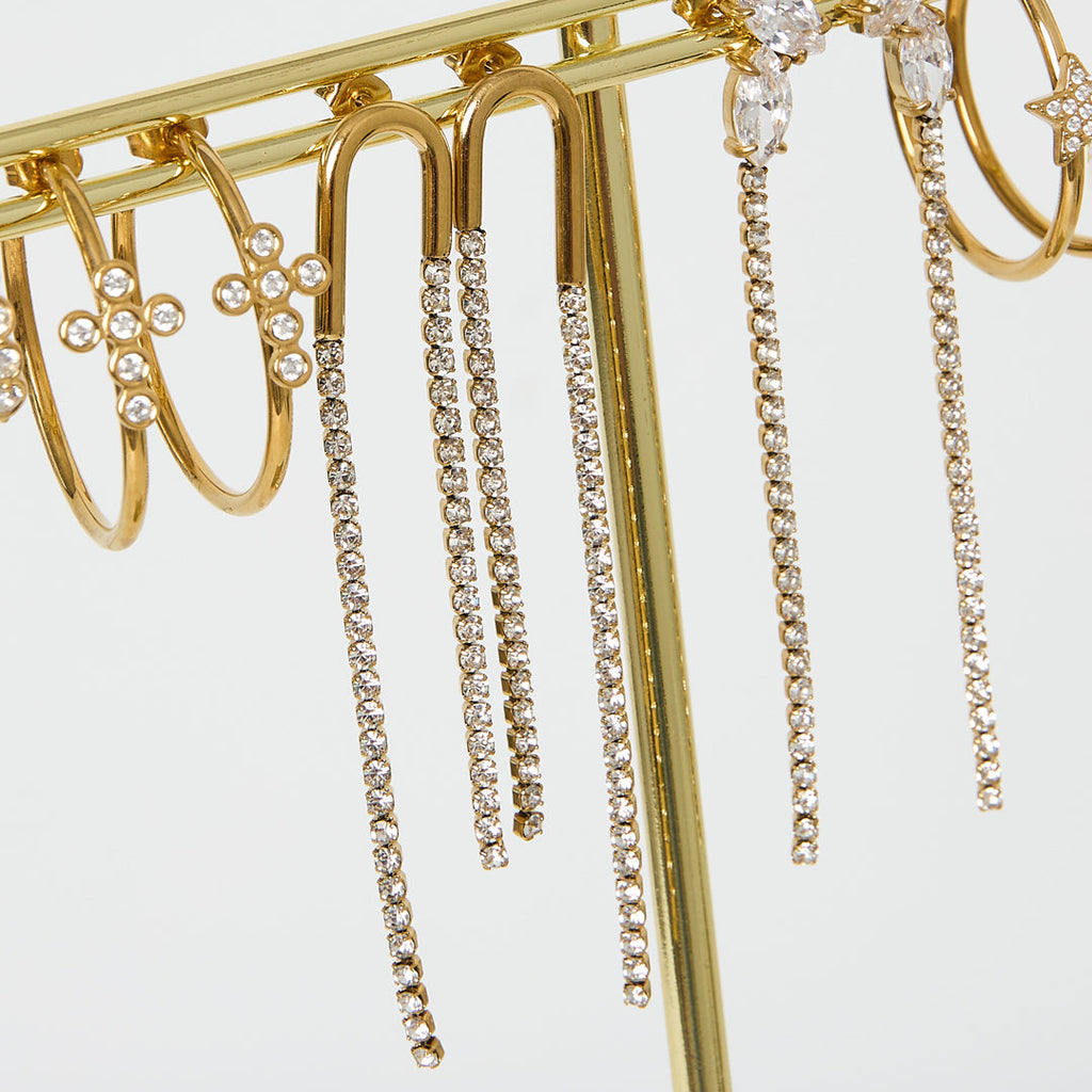 Boucles d'oreilles pendantes en acier inoxydable, chaîne, style simple, collection pour femmes, idéales pour les fêtes et les réunions.