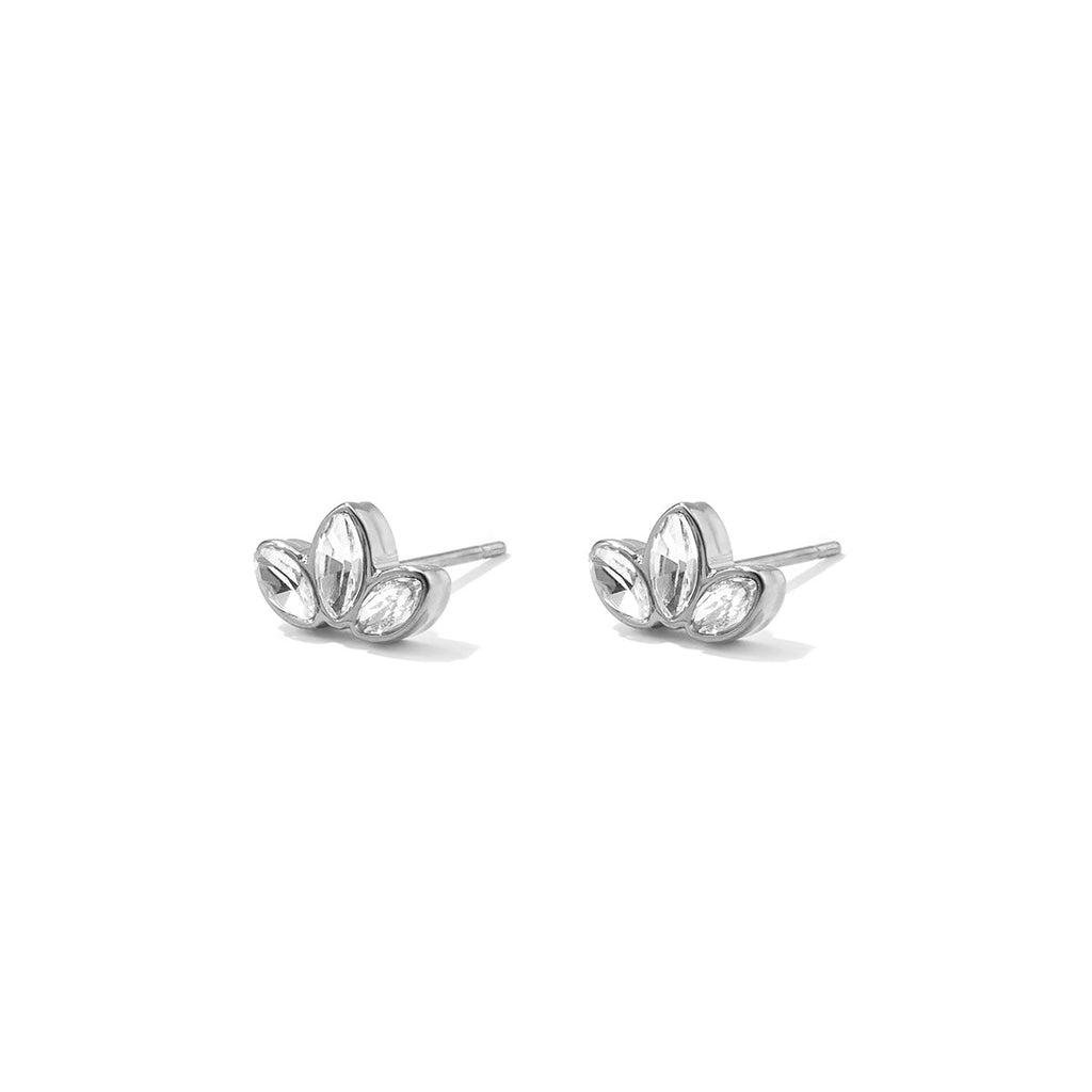 Boucles d'oreilles puces en acier inoxydable, style feuille, collection Daily Simple, bijoux pour femmes