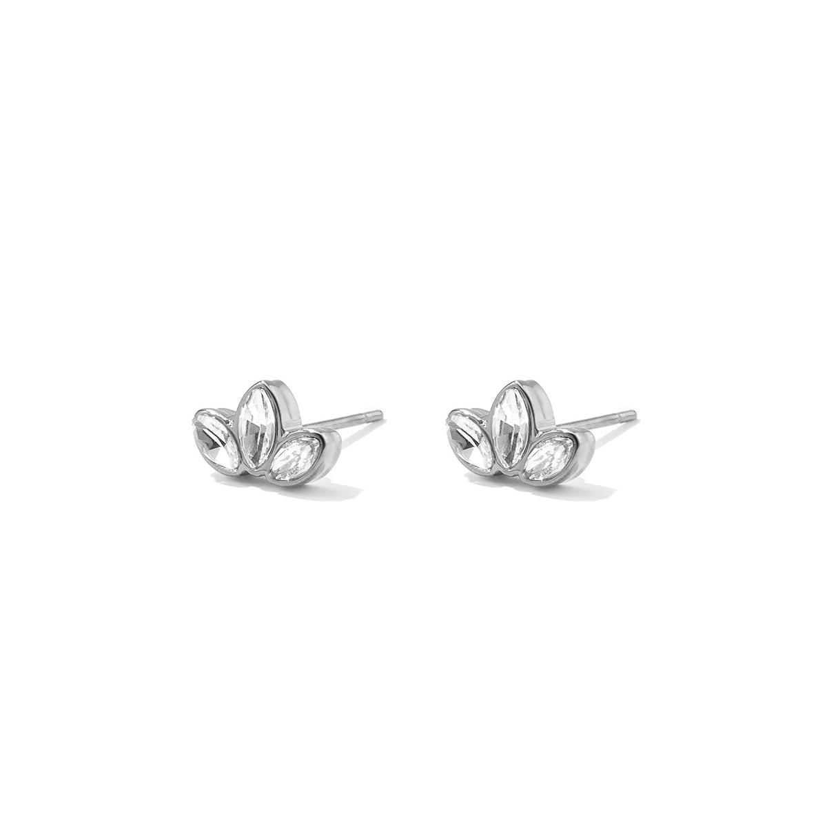 Boucles d'oreilles puces en acier inoxydable, style feuille, collection Daily Simple, bijoux pour femmes