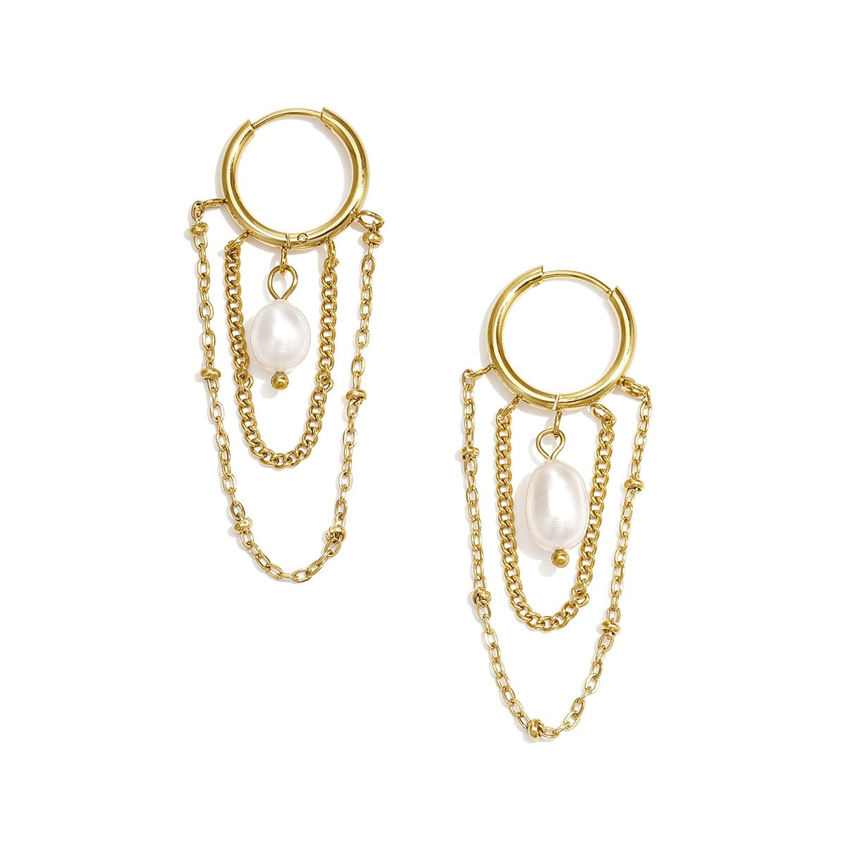 Boucles d'oreilles pendantes en acier inoxydable, chaîne, collection Simple Daily Simple, bijoux pour femmes
