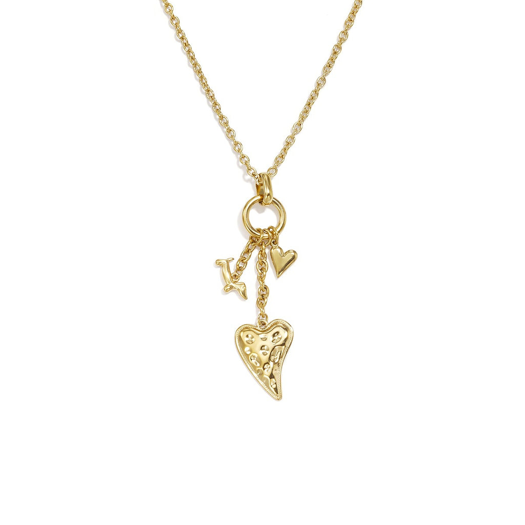 Colliers pendentifs en acier inoxydable en forme de cœur, collection décontractée et simple pour femmes